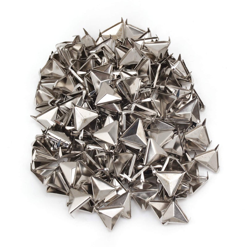RDEXP Silver Triangle Pyramid Studs Spike Rivet Craft Punk Tacks Nailhead Pack of 200 - Image 1